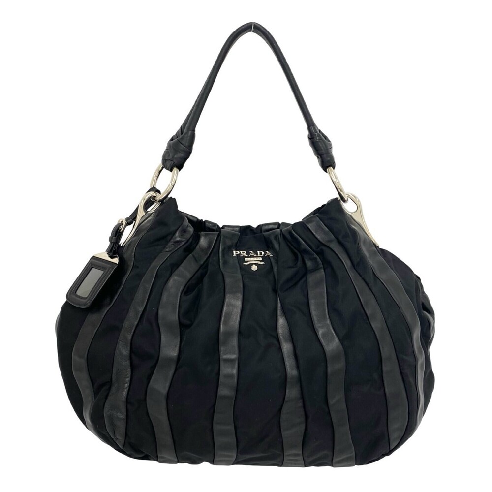 PRADA Prada logo hardware leather genuine Tessuto Pocono nylon semi shoulder ...